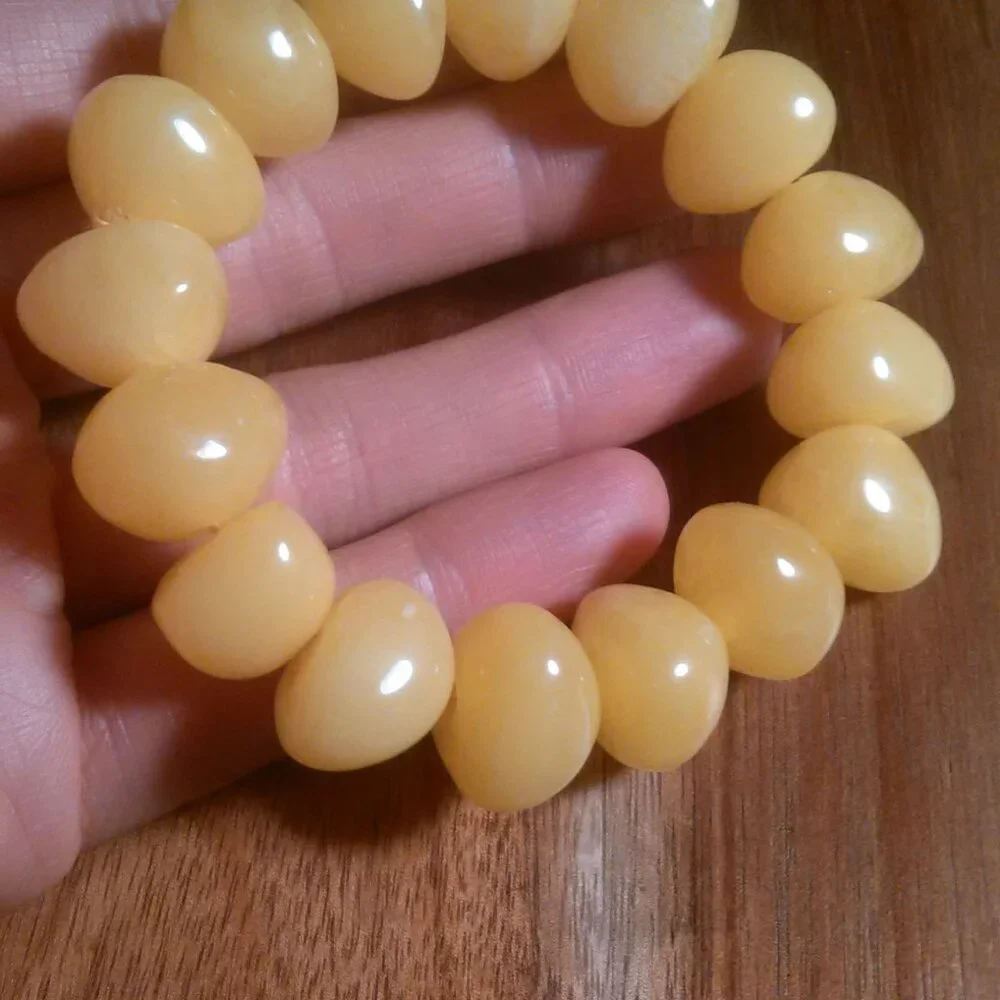Golden Color Lab Created Light Amber Nuggets Stretch Bracelet